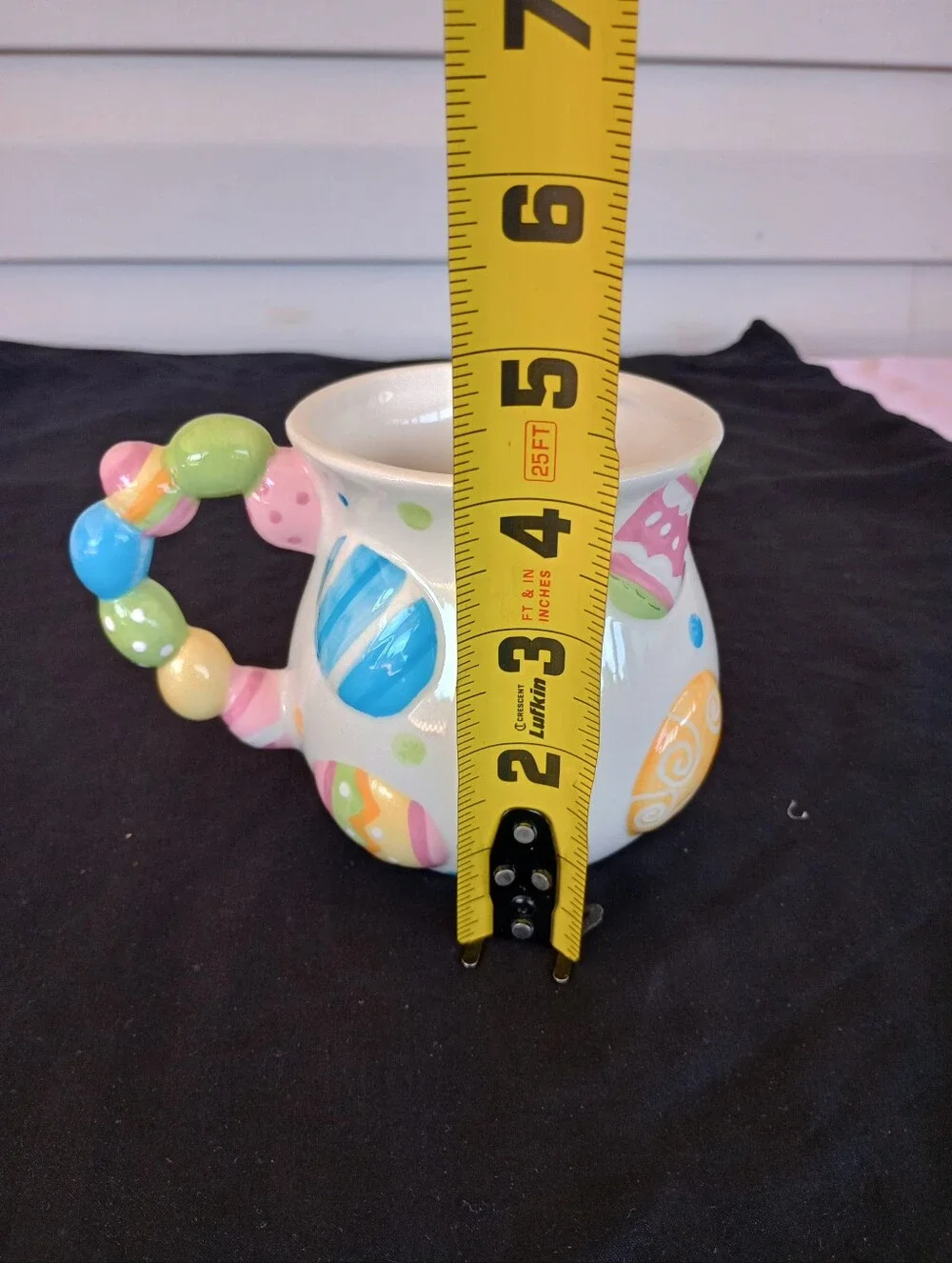 Pier 1 Imports Handpainted Dolomite Easter Egg Polka Dot Colorful Coffee Mug Cup